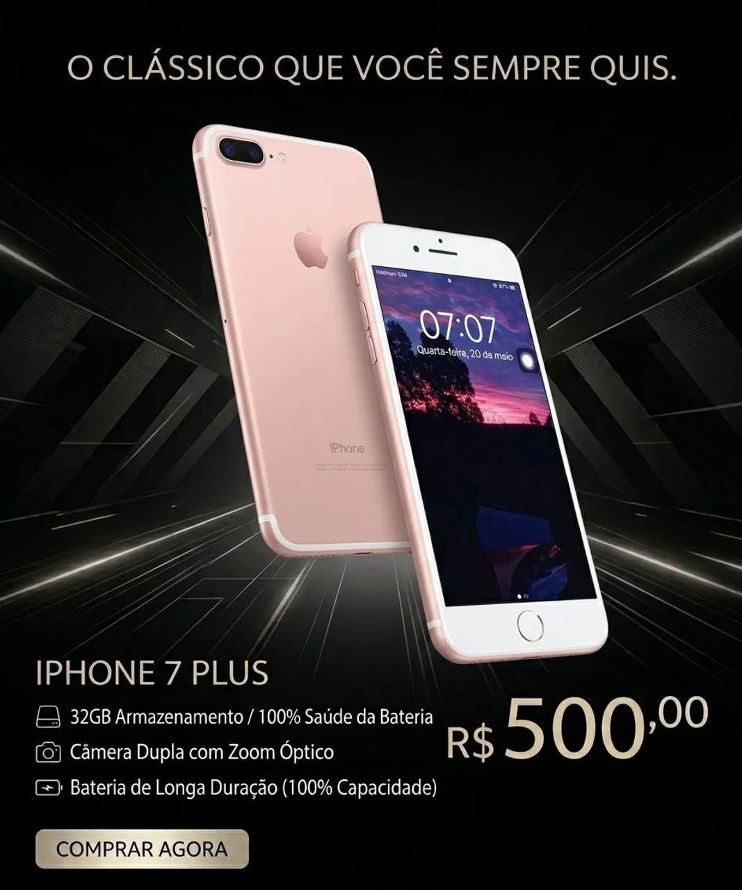 IPHONE 7 PLUS (SAUDE 100%) 32GB, PRA LEVAR EMBORA E SER FELIZ