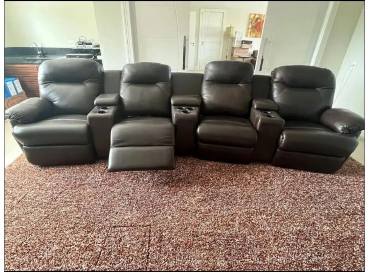  conjunto de cinema, automático com 4 poltronas retráteis e reclináveis de couro legítimo  - Foto 2