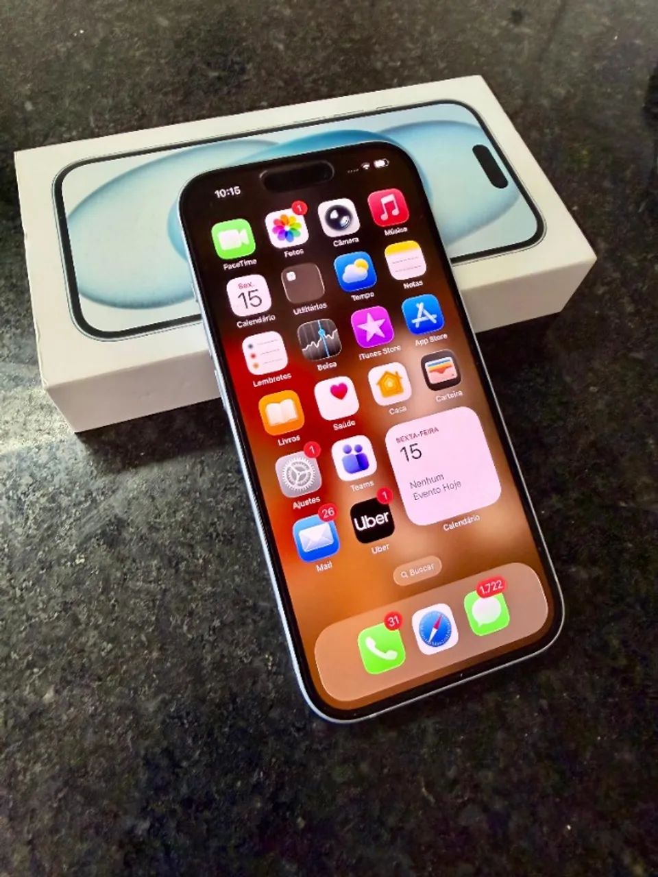 Incrível! iPhone 15 128GB Azul! Em perfeito estado! Na caixa