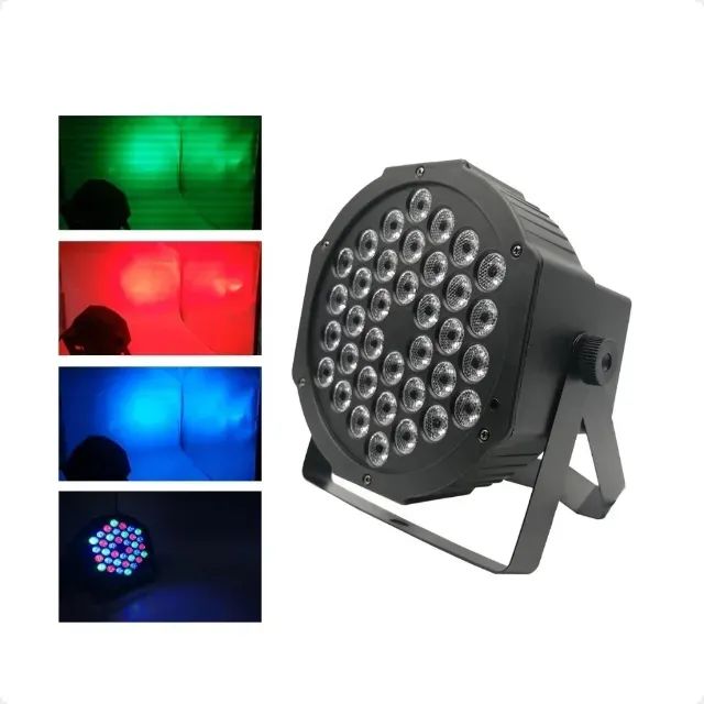 Canhão RGB Slim 36 LEDs com controle - Iluminação Festiva Compacta  