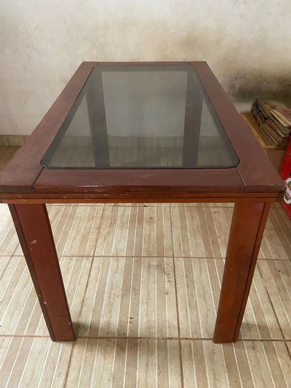 Mesa madeira com vidro - Foto 2