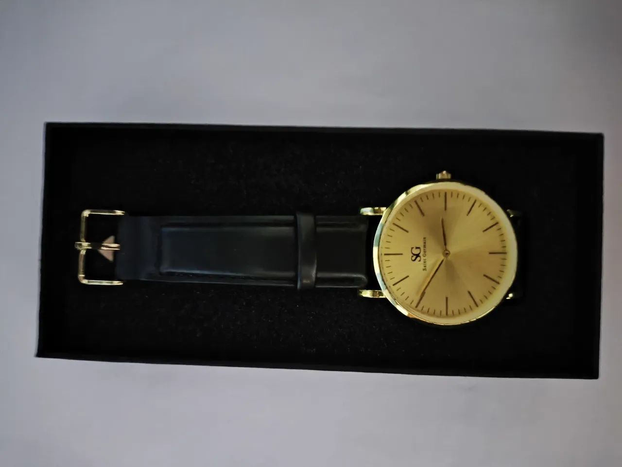 Relógio Masculino Dourado Pulseira De Couro Murray Black Hill 40mm