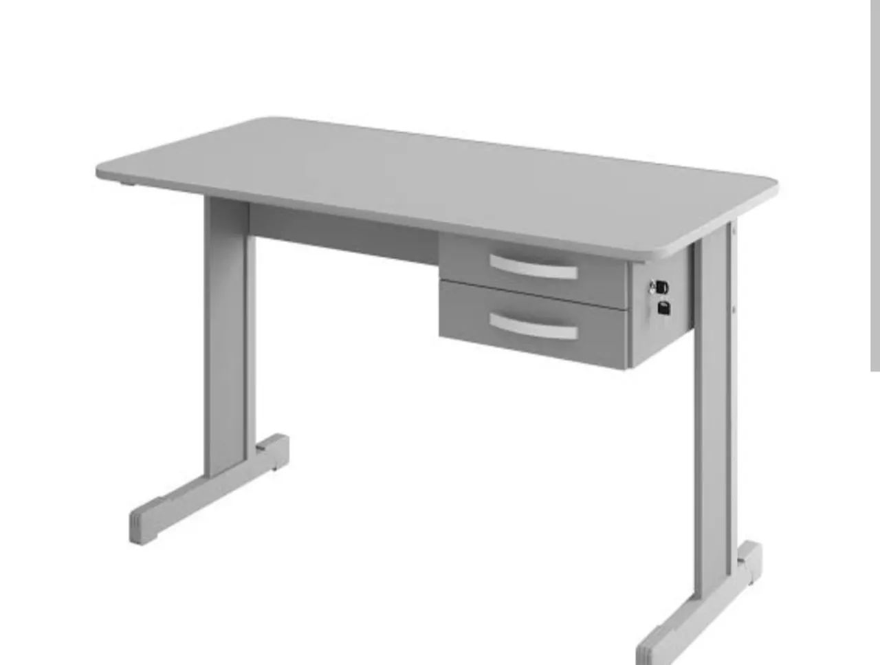 Mesa Escritorio 1,40m Cinza com 2 Gavetas