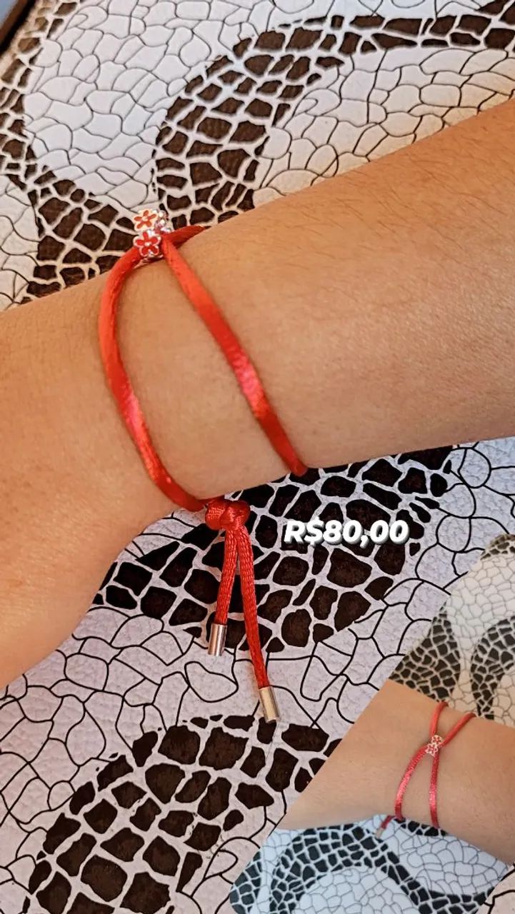 Pulseira de cetim com Pingentes e ponteira de prata 925. - Foto 3
