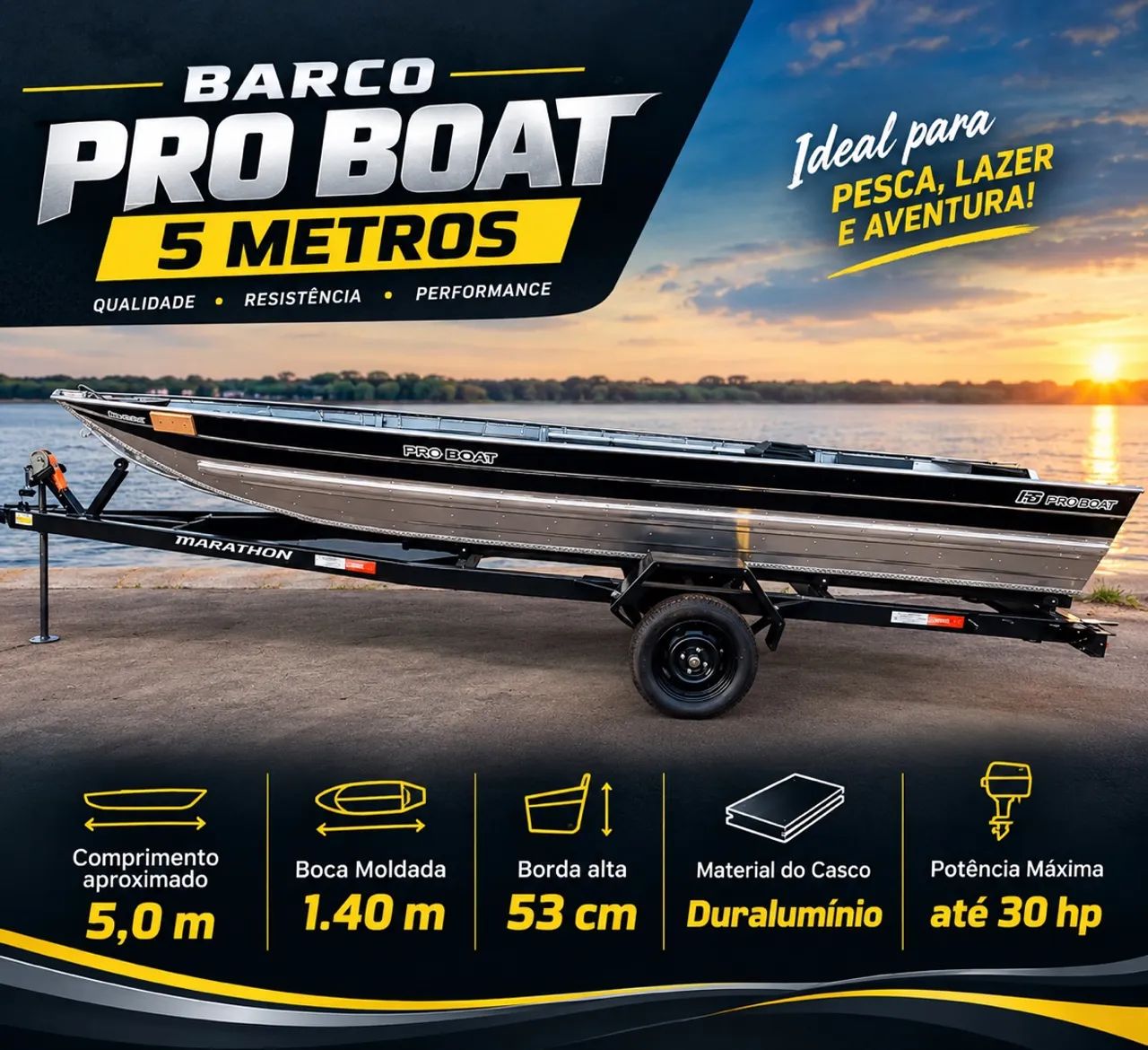Canoa 5 metros pronta entrega 