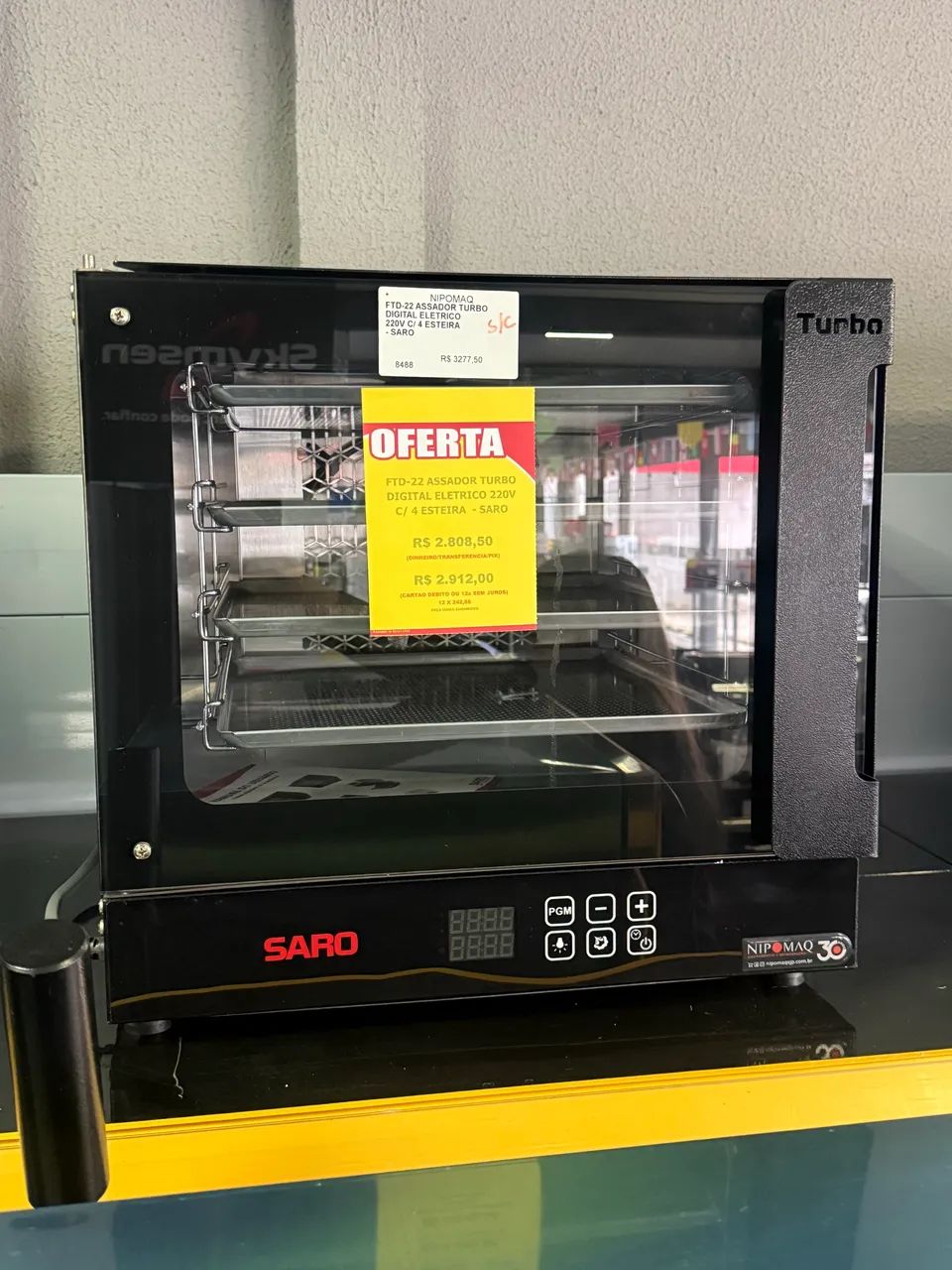 (Oferta) FTD-22 ASSADOR TURBO DIGITAL ELÉTRICO C/4 ESTEIRAS - Saro - Foto 3