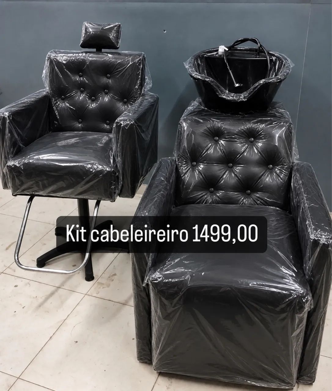 Kit de cabeleireira lavatório cadeira e espelho