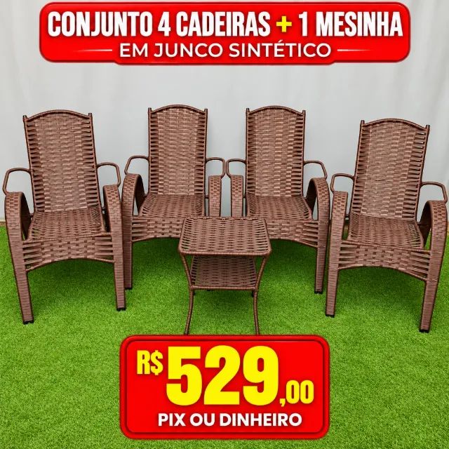 CONJUNTO DE CADEIRA EM JUNCO SINTÉTICO