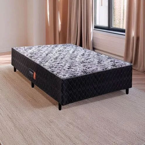 #Cama Box Casal 138cm Acoplado Black 