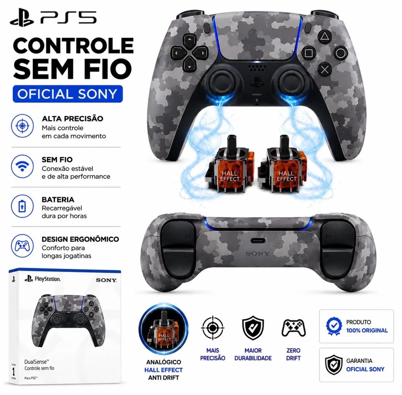 CONTROLE DE PS5 NOVO COM HALL EFFECT - Foto 2