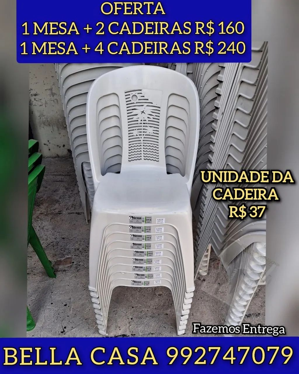 CADEIRA DE PLASTICO SEM BRAÇO JEMDM PA PARA SU SUA CS CASA NOVA