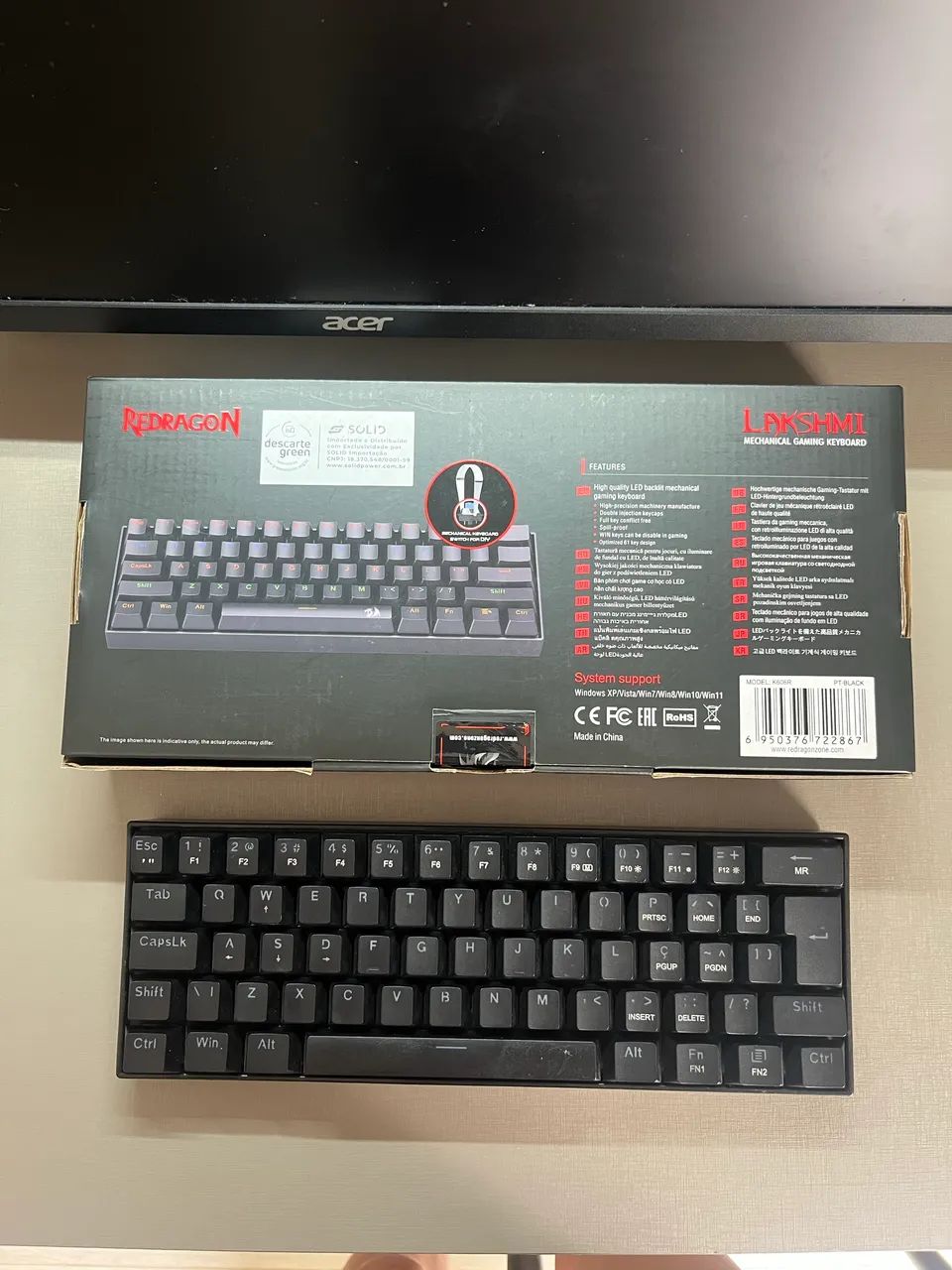 ? TECLADO MECÂNICO REDRAGON LAKSHMI - SWITCH MARROM - Foto 2