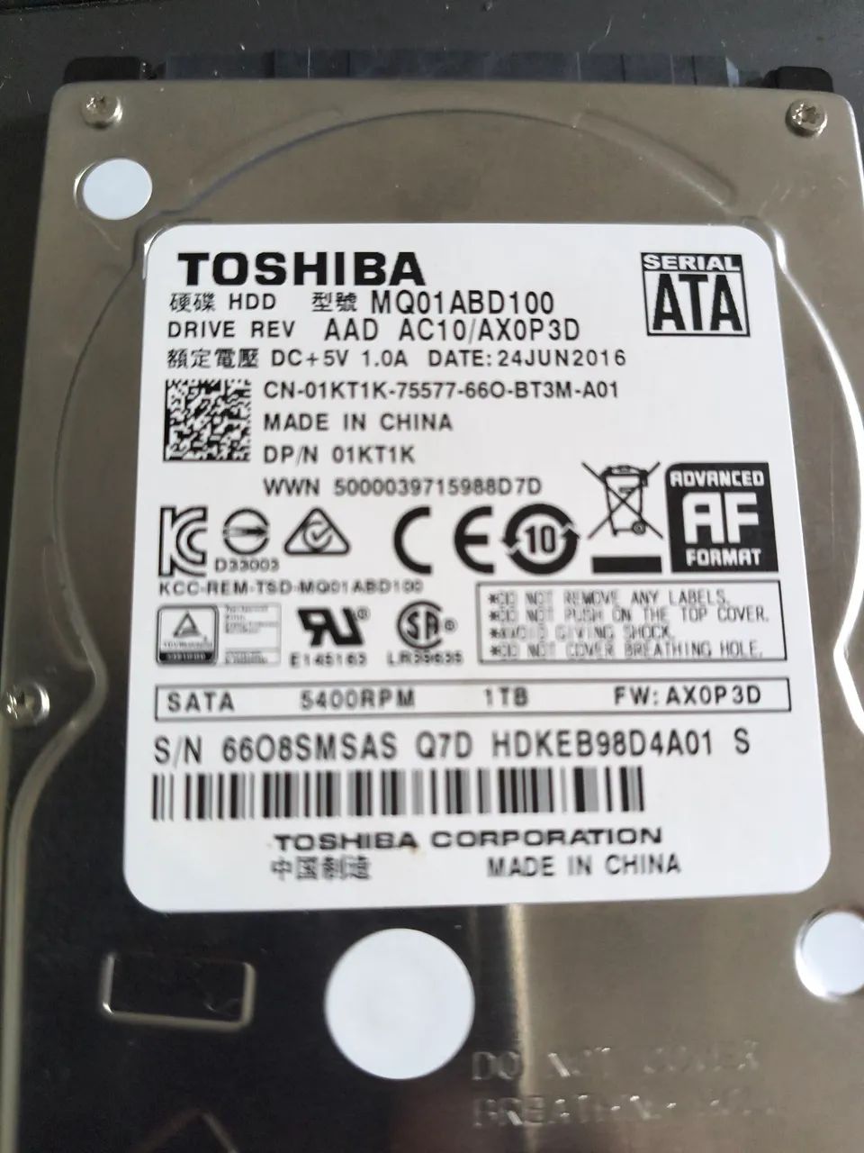 HDD TOSHIBA NOTEBOOK 1TB (ACEITO TROCA)
