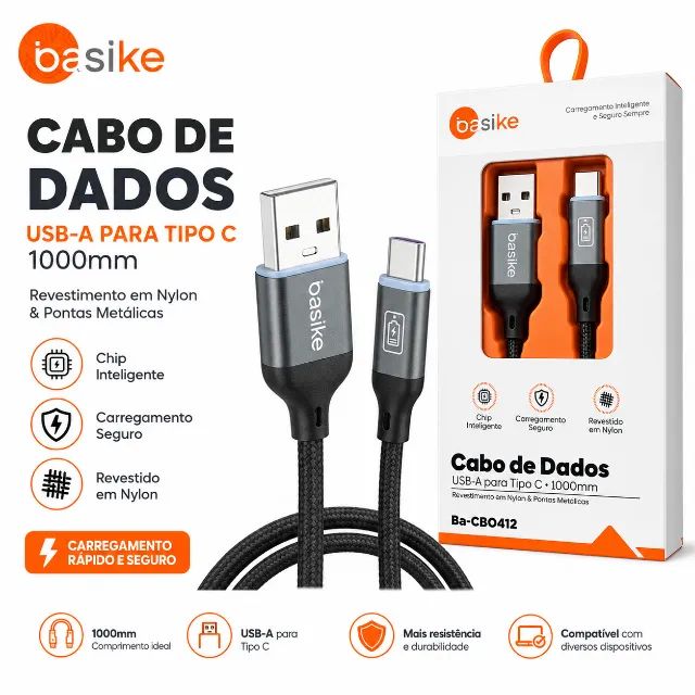 Cabo USB-C Basike: Carregamento Rápido