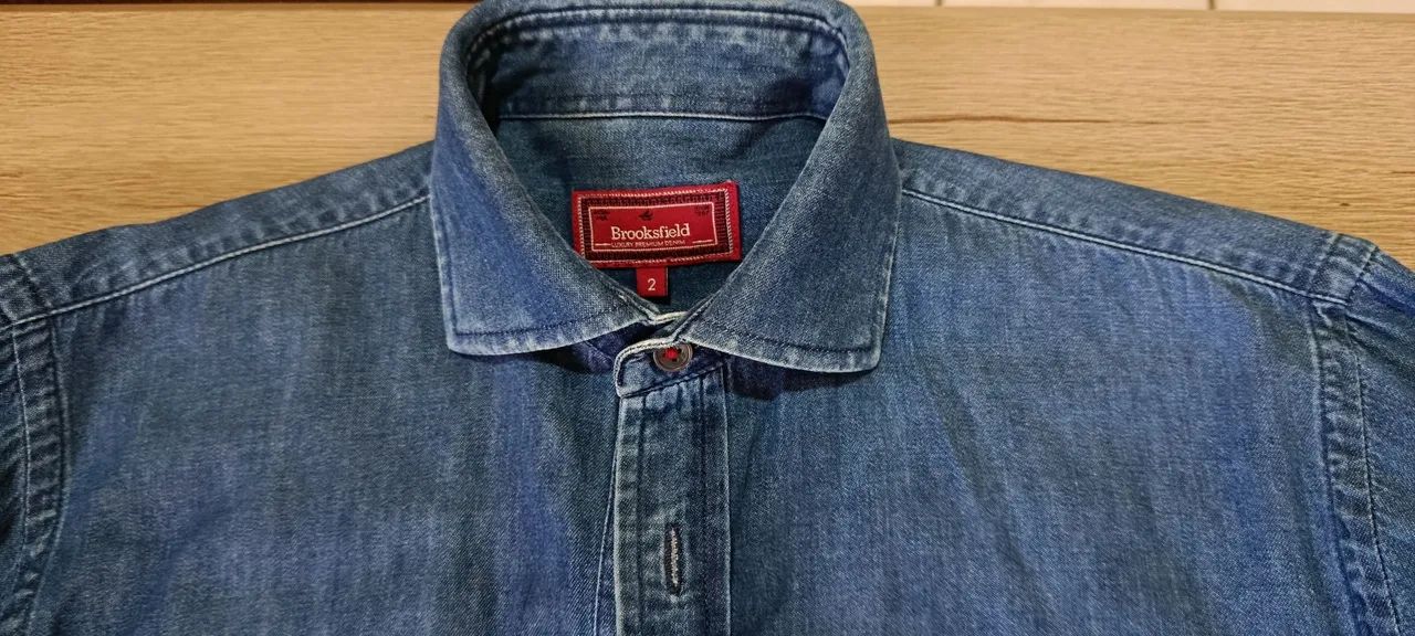 Camisa Jeans Conservada Original Brooksfield P/M - Foto 3