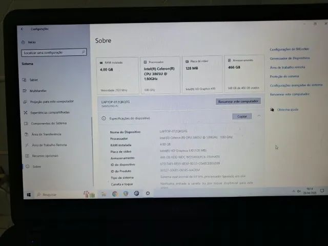 Notebook Samsung - Intel Celeron 3865U - Foto 4