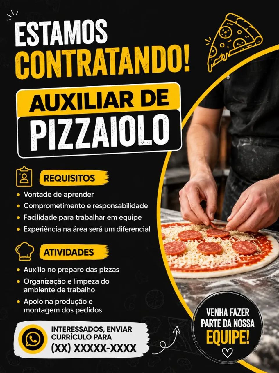 Vaga pra auxiliar de pizzaiolo 