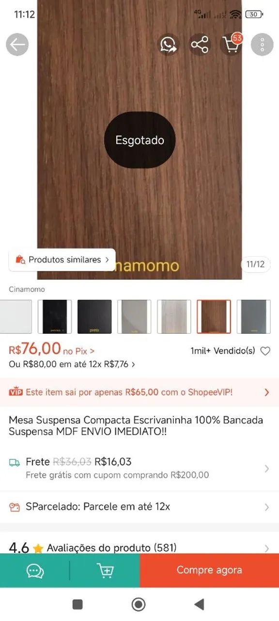 Mesa compacta de parede mdf