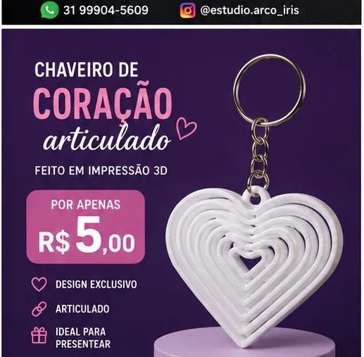 Chaveiro articulado  coração 