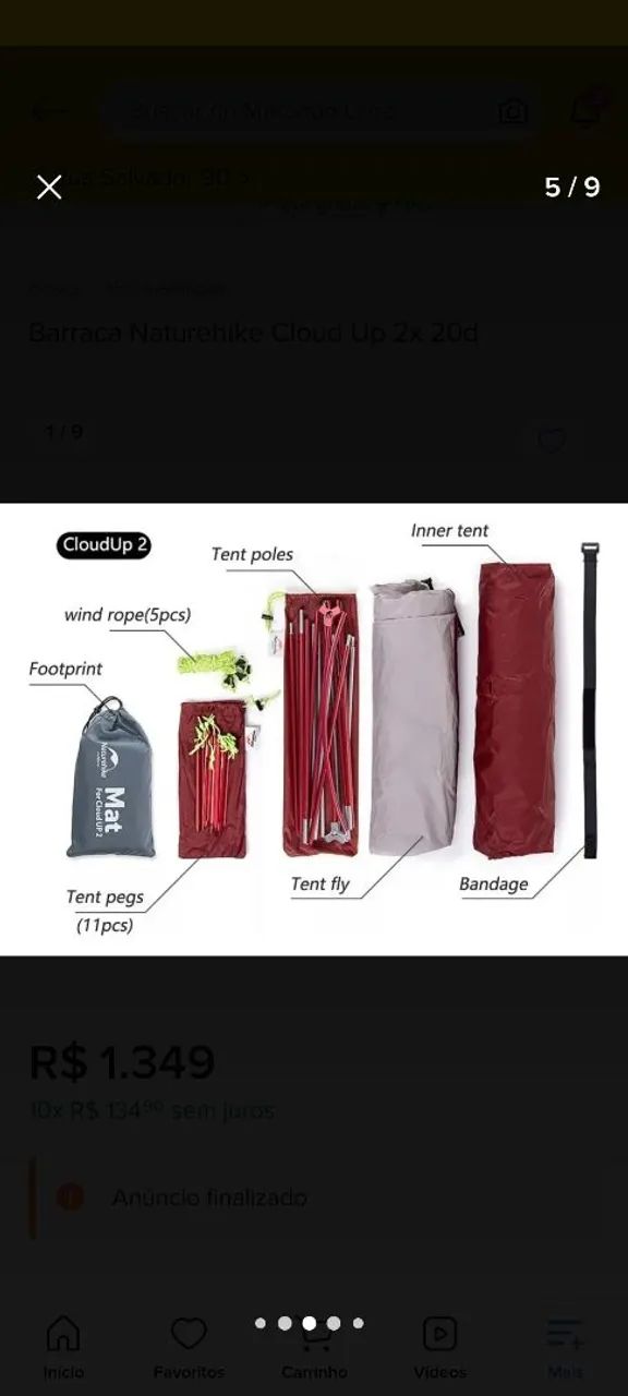 Barraca Naturehike Cloud Up 2x 20d