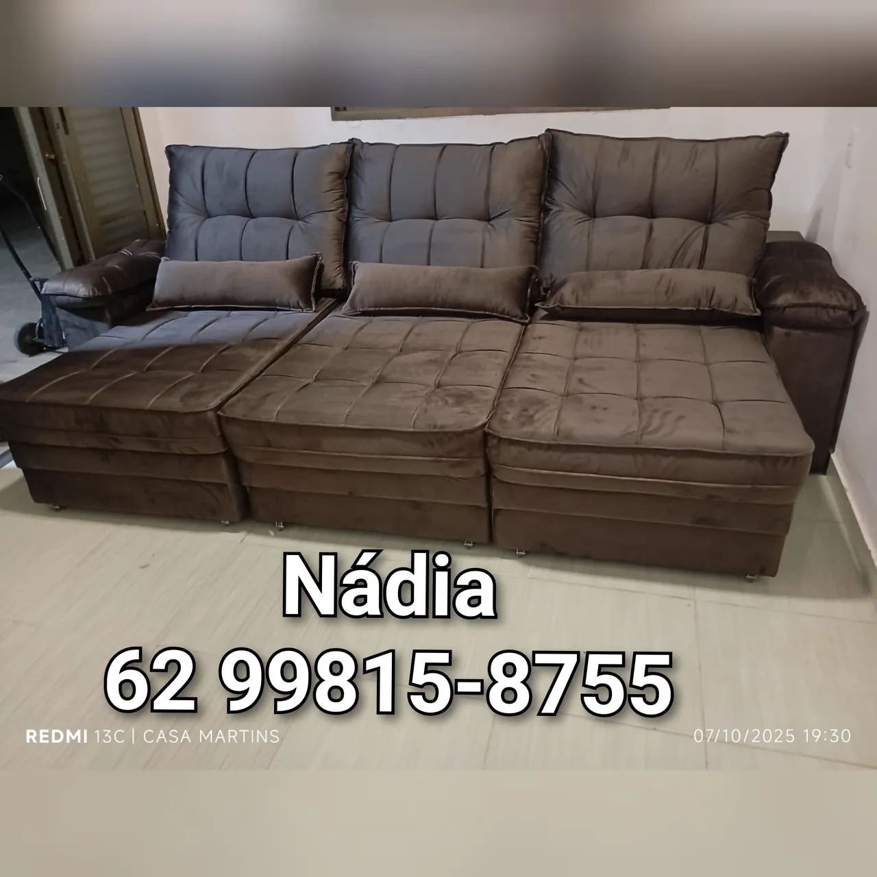 SOFÁ RETRÁTIL E RECLINÁVEL MORFEU MARROM 1020