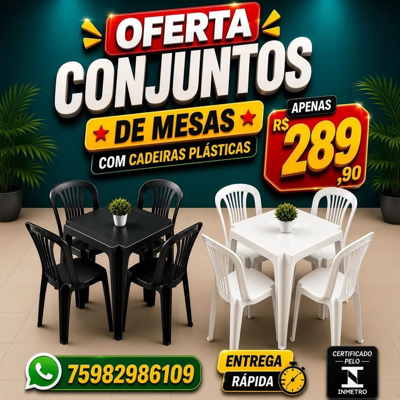 Conjuntos de mesas e cadeiras plásticas bistrô 