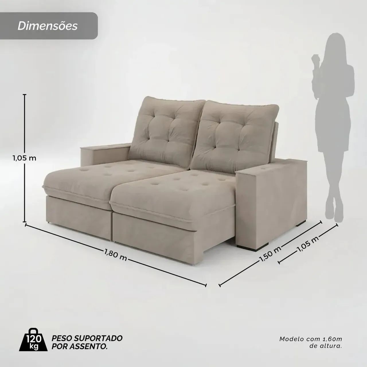 Sofá Veludo Retrátil para Sala: Promoção  - Foto 2