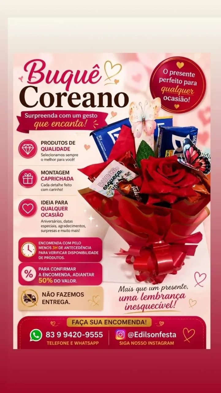 Cestas e buque de chocolate