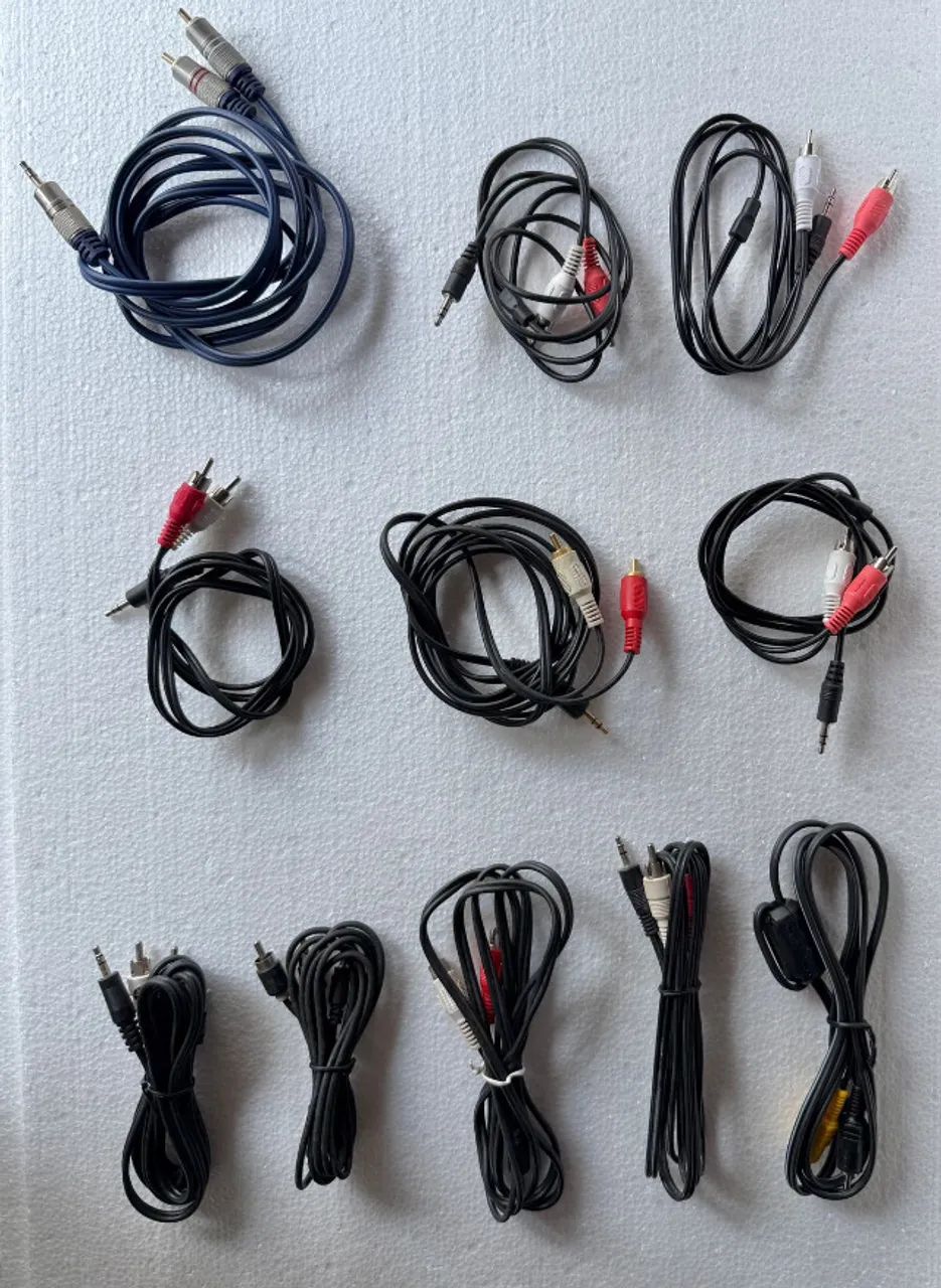 11 cabos cabo audio p2 stereo para rca 