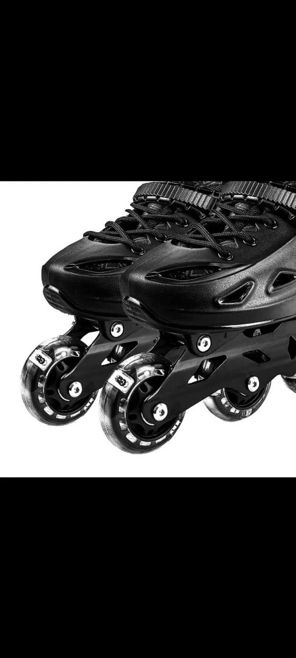 Patins Ajustável Preto Com Luzes Led Semi Profissional - Dm Toys - Foto 5