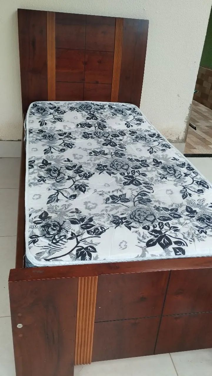 Cama solteiro madeira com colchão D33 - Foto 2