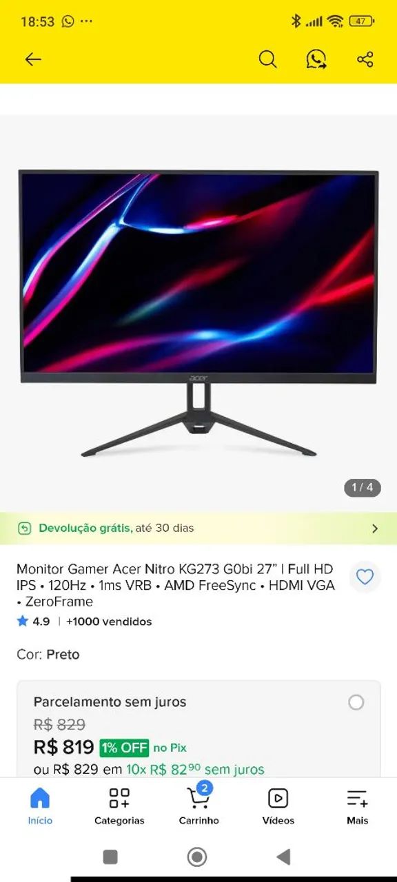 Monitor gamer 27pol  - Foto 2