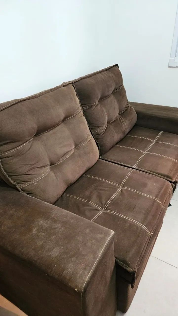 Sofá 2 lugares retrátil e reclinável marrom - Foto 3