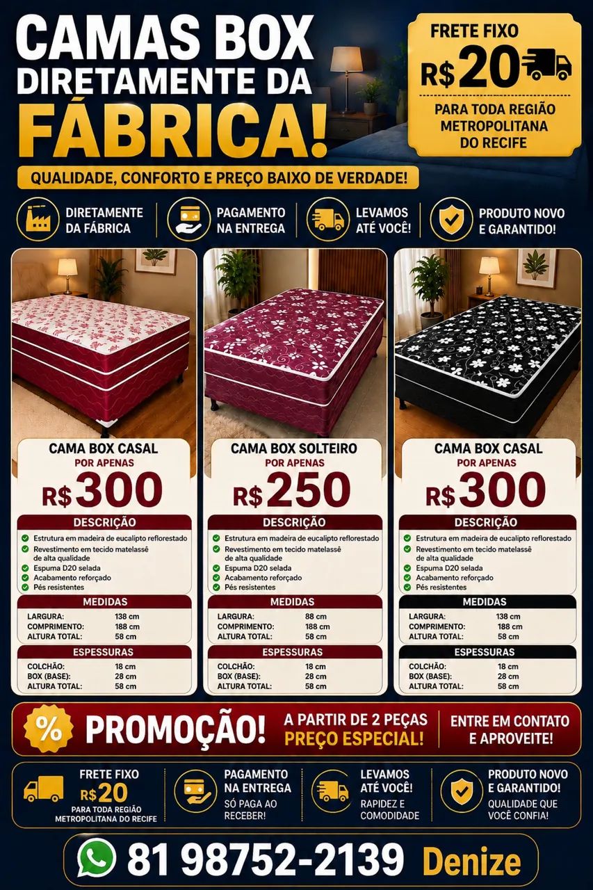 Cama box direto da fábrica 