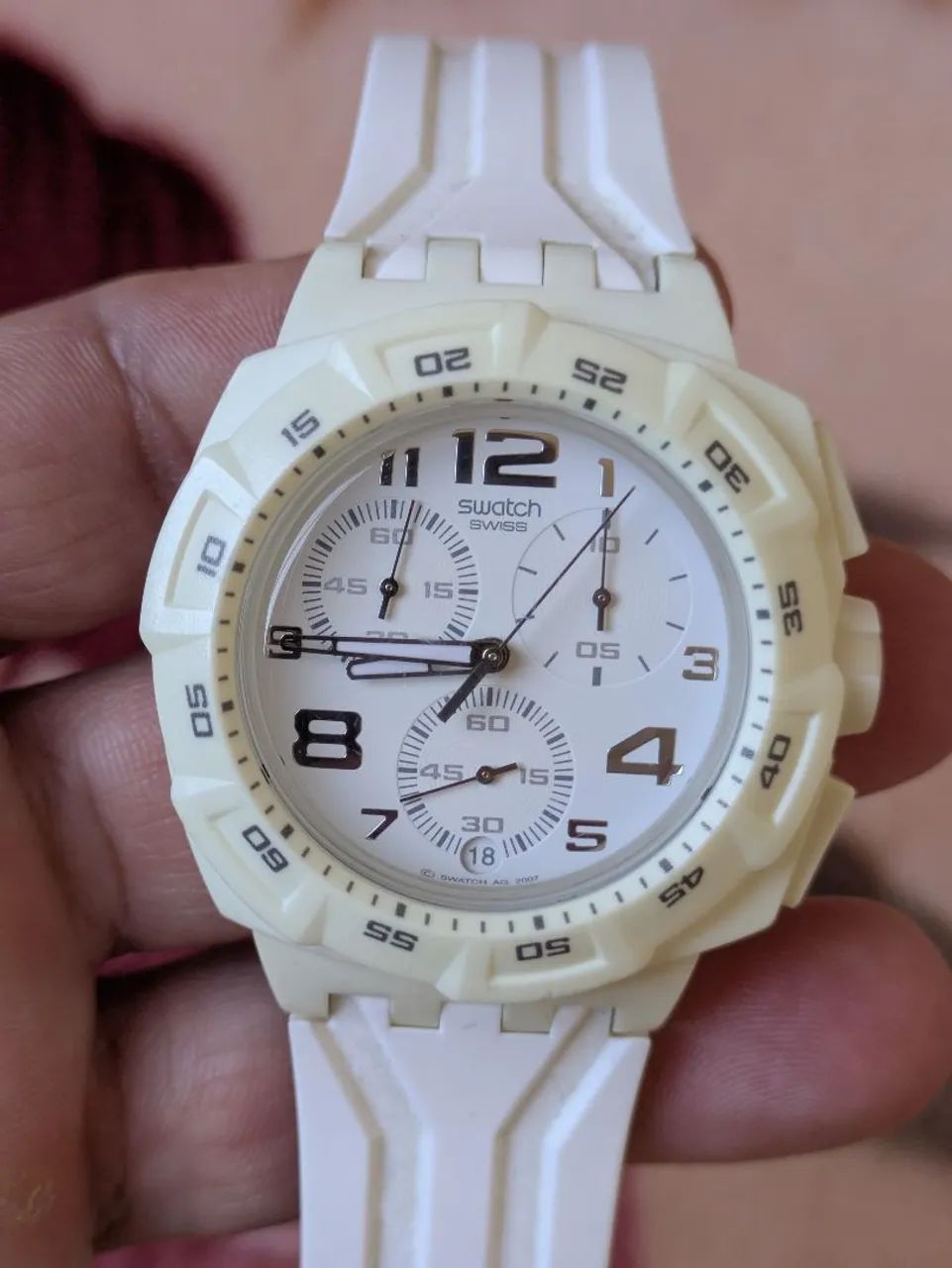 Relógio SWAT branco 6 ponteiros.