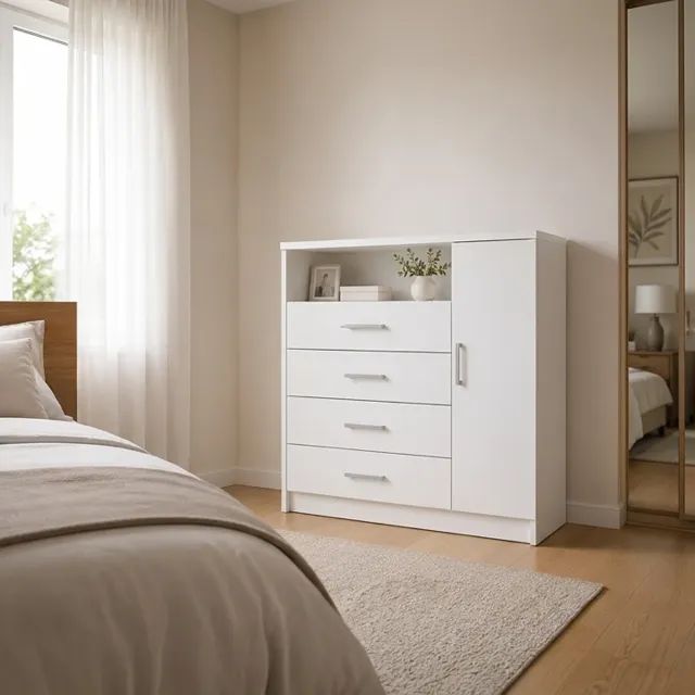 Cômoda com Sapateira Branca 4 gavetas 93cm Nova apronta entrega Entrega montada Floripa - Foto 3
