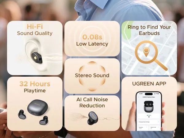 Fone Ugreen Dots Earbuds  bluetooth 6.0 - Foto 4