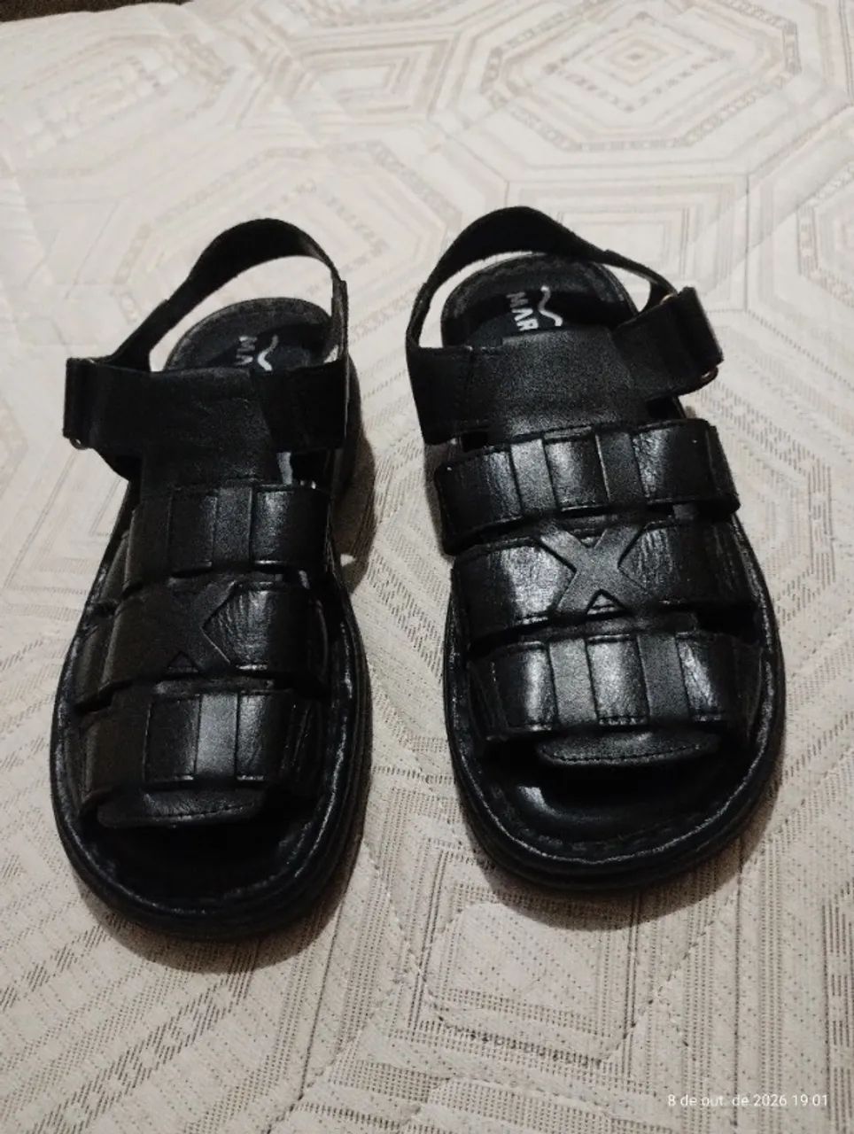 Sandália masculina de couro nova - Foto 2