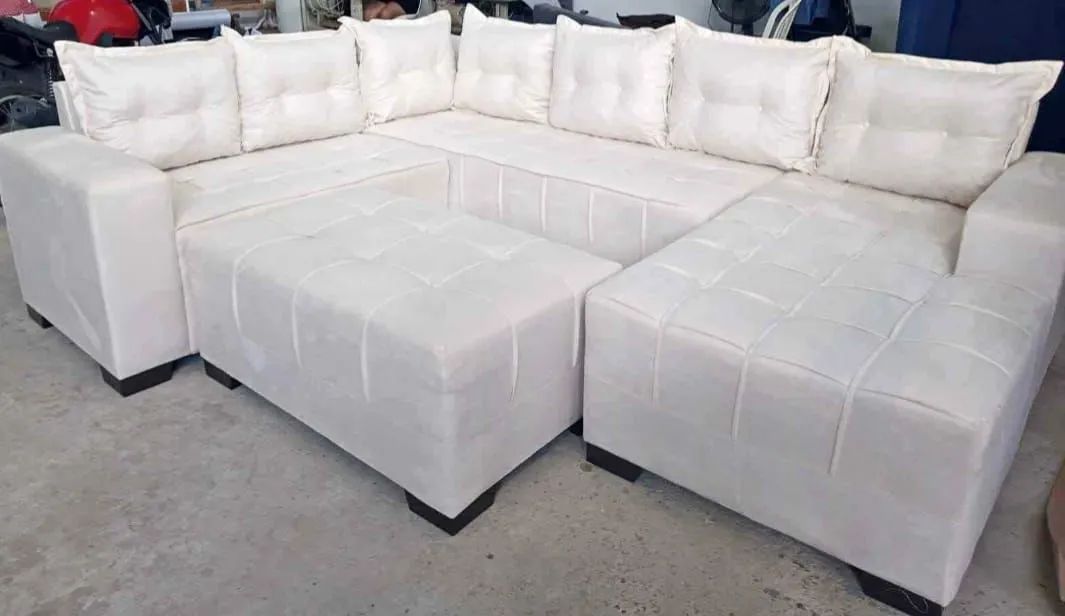 Sofá conjunto 7 lugares acolchoada entrega grátis 