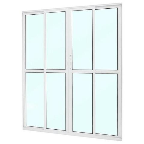 Porta balcão de correr 4 folhas alumínio branco