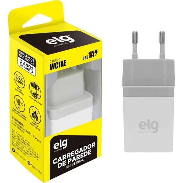 Carregador Parede Universal Usb 5v 1a Bivolt ELG Wc1ae 