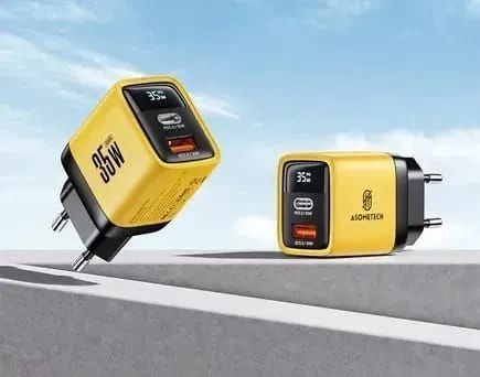 Carregador Original GAN Carga Rápida Asometech 35W Tipo C com display Led