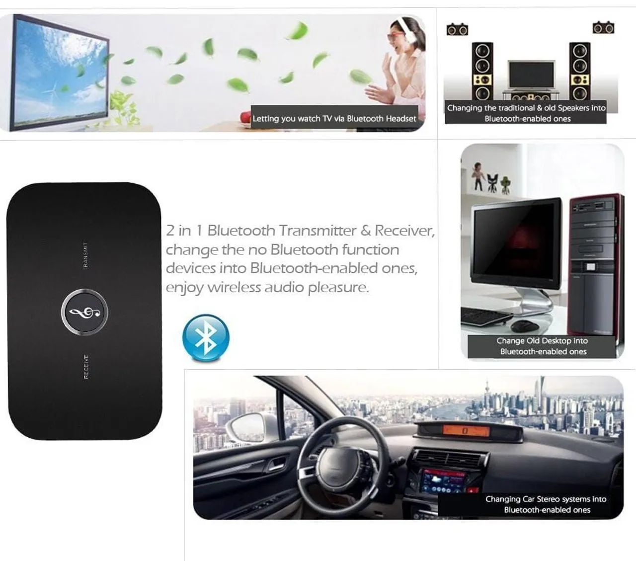 Receptor E Bluetooth Transmissor Sem Fio 3.5mm Aux De Áudio Reprodutor - Foto 3