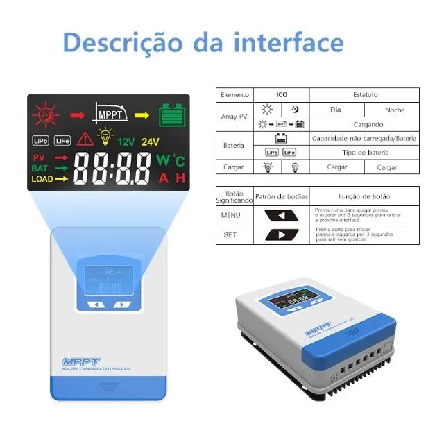 Controlador de Carga e carregador solar MPPT, 20AMP 12V  - Foto 5