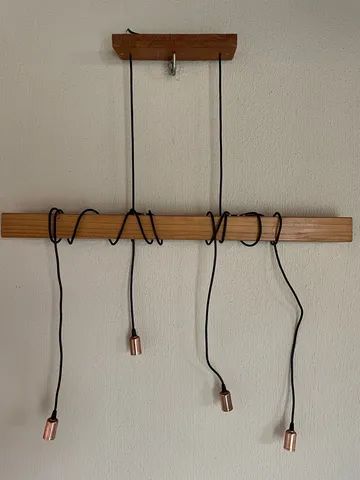 Lustre luminária rústica pendente com lâmpadas decorativas