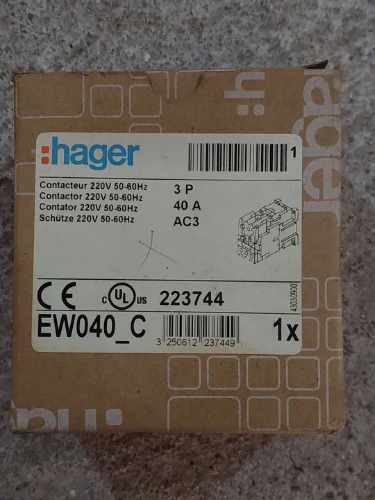 Contactor 40A Hager Ew040C 220v 3P - AC3 - Foto 3