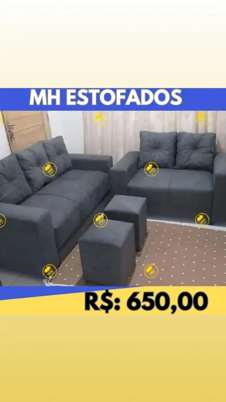 Conjunto de Sofá 2 e 3 lugares com Puff e preço imperdível - Foto 2