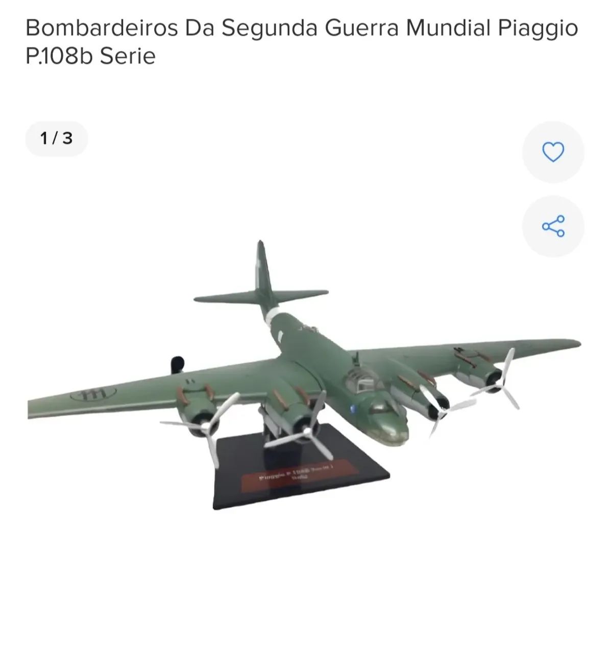 Miniatura Bombardeiro Piaggio P.108b Serie 1/3