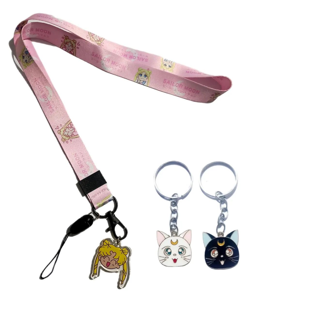 Kit cordão chaveiro Sailor Moon anime Artemis luna serena tsukino otaku cat nerd geek 
