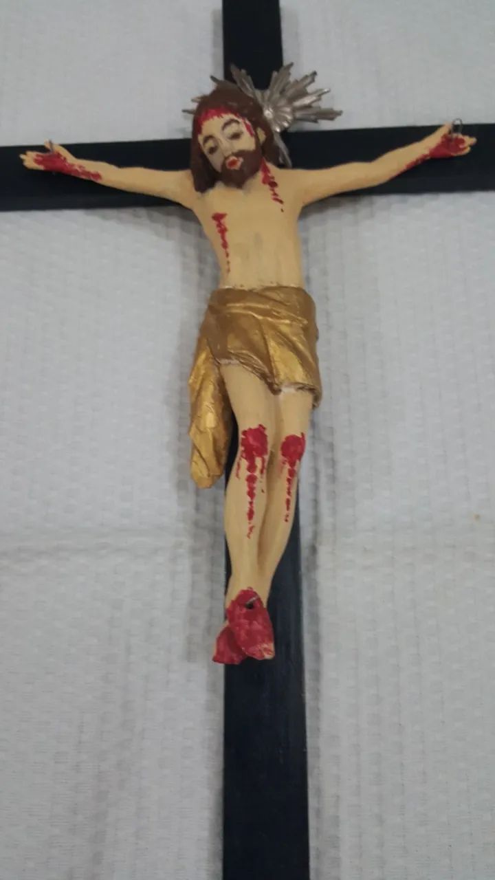 Crucifixo antigo de madeira  - Foto 3